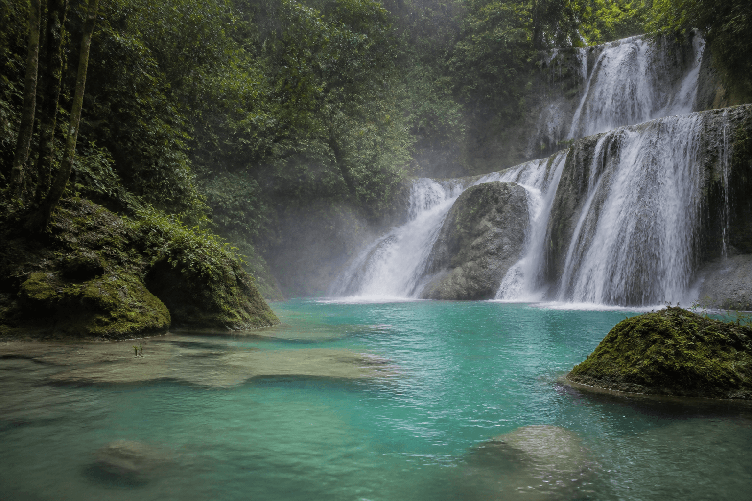 Tropical waterfall in Northern Thailand jungle